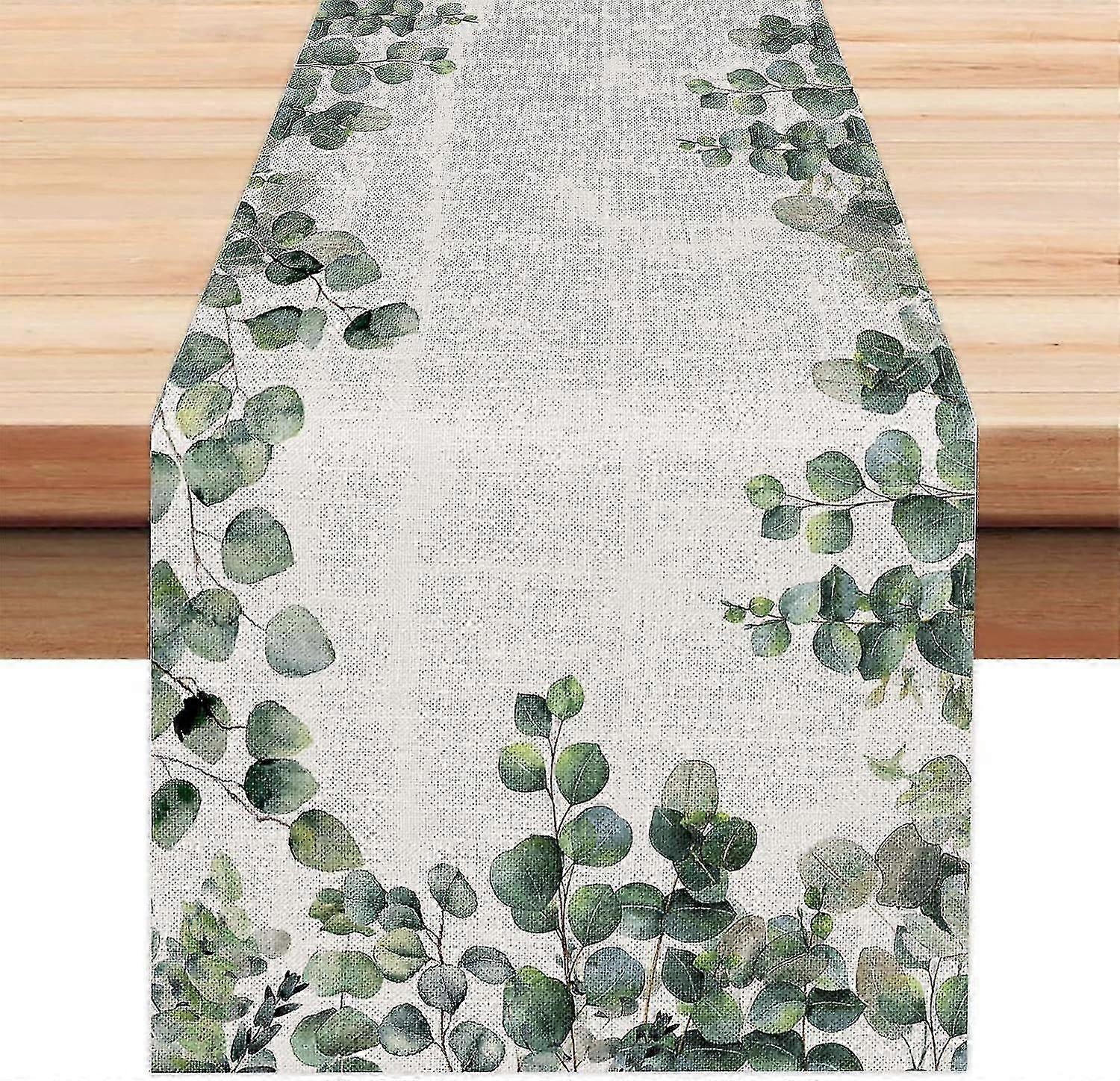 Eukalyptus blader Table Runner sesongmessige grøntområder for hjemmeinnredning (33 x 180cm)
