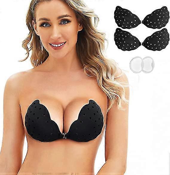 Unsichtbarer selbstklebender trägerloser BH 2er-Pack klebriger Push-up-Silikon-BH für Frauen rückenfreies Kleid mit Bruststraffungsband