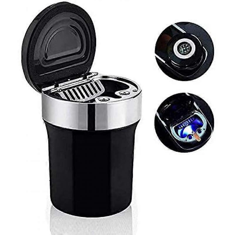 Portable car ashtray with LED light, fireproof and durable, convenient and lightweight