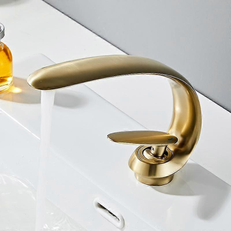 Servantkraner Baderom Messing Vask Mixer Trykk Enkelt håndtak Single Hole Vanity Crane servant Art Sink tappekran