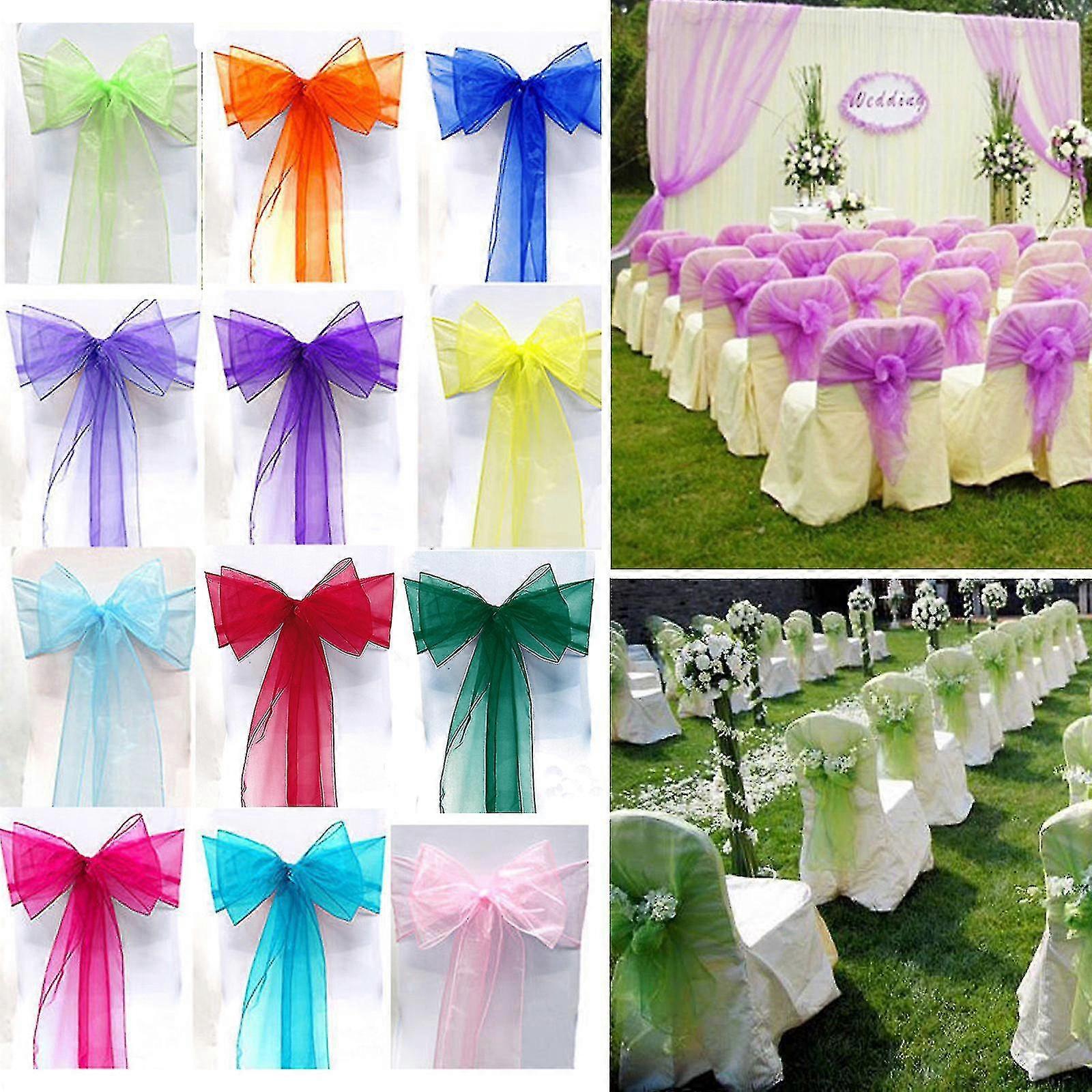 Organza Sashes καρέκλα κάλυψη τούλι τόξα sash γραβάτα κορδέλα γαμήλιο πάρτι