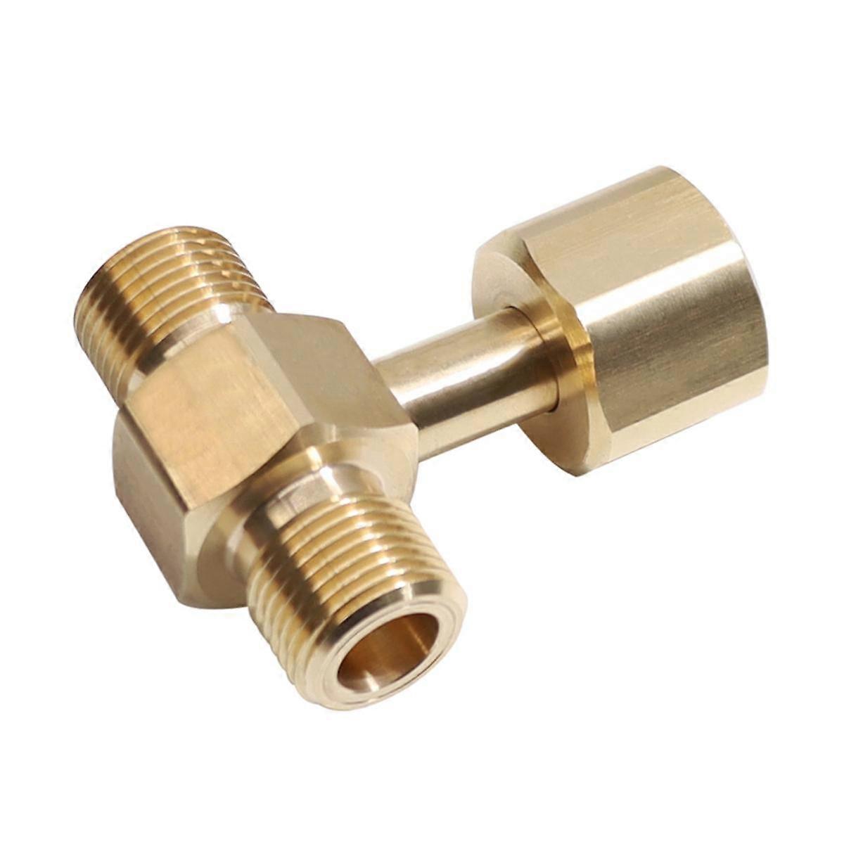 CO2 Tank Adapter, Zylinder Messing CO2 Zylinder Tank W21.8-14 Adapter Konverter T-Adapter T-Adapter 1 auf 2 W21.8-14