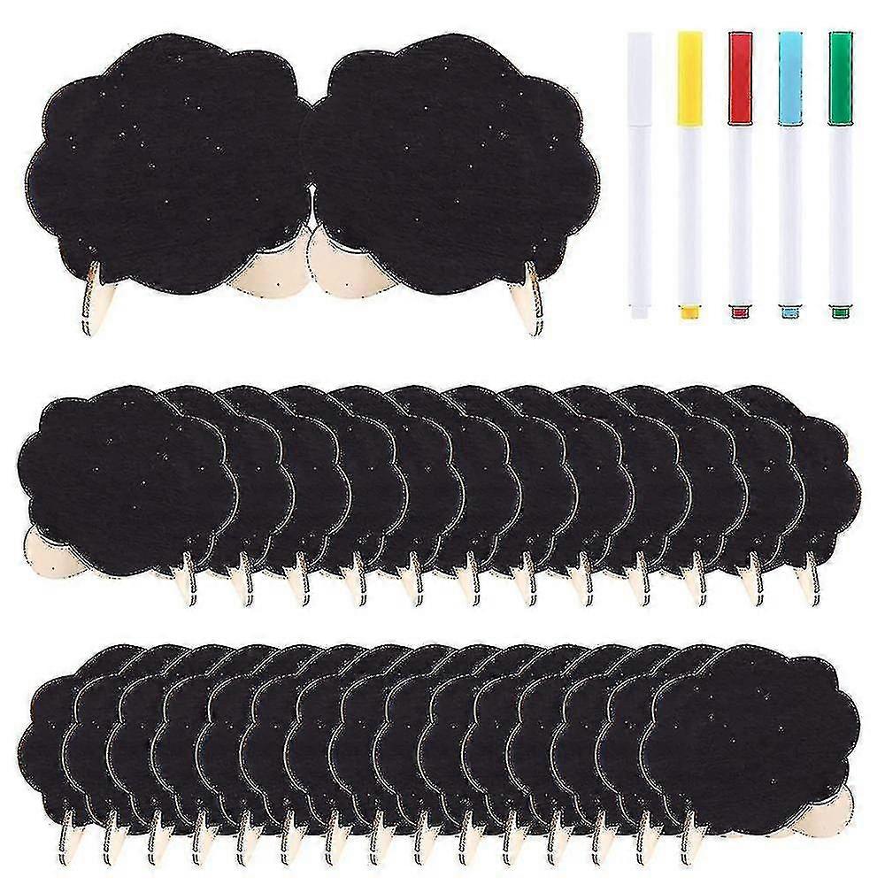 30 Pcs Mini Chalkboard Sign Food Labels Compatible With Party Buffet, (floral)