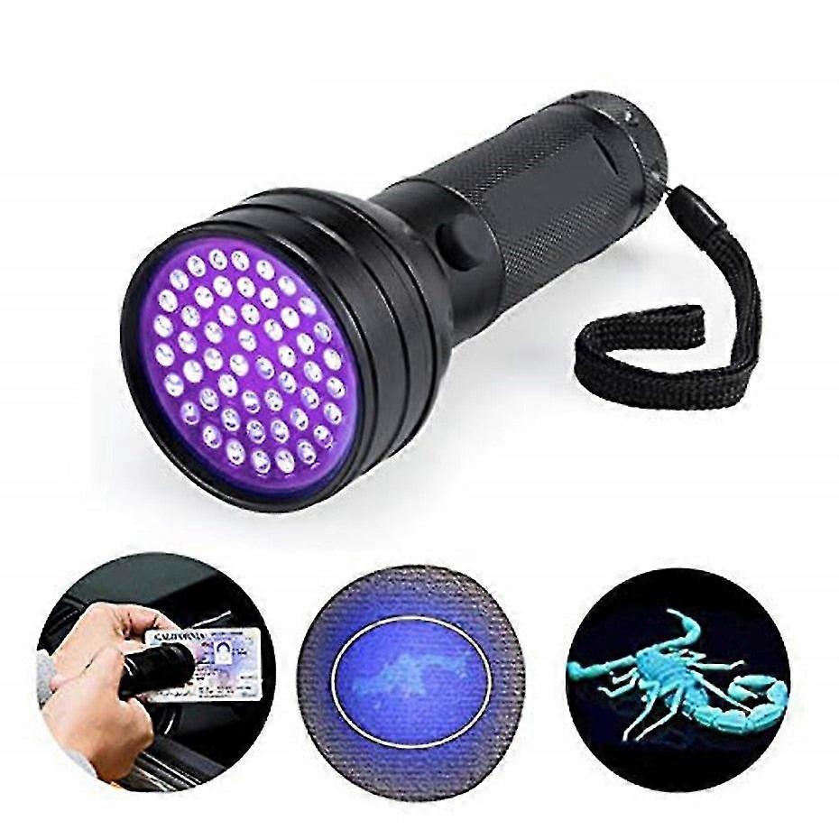 Uv led flashlight black light 51 leds 395nm ultra violet torch light lamp detector for dog urine pet stains and bed bug 3 x aa