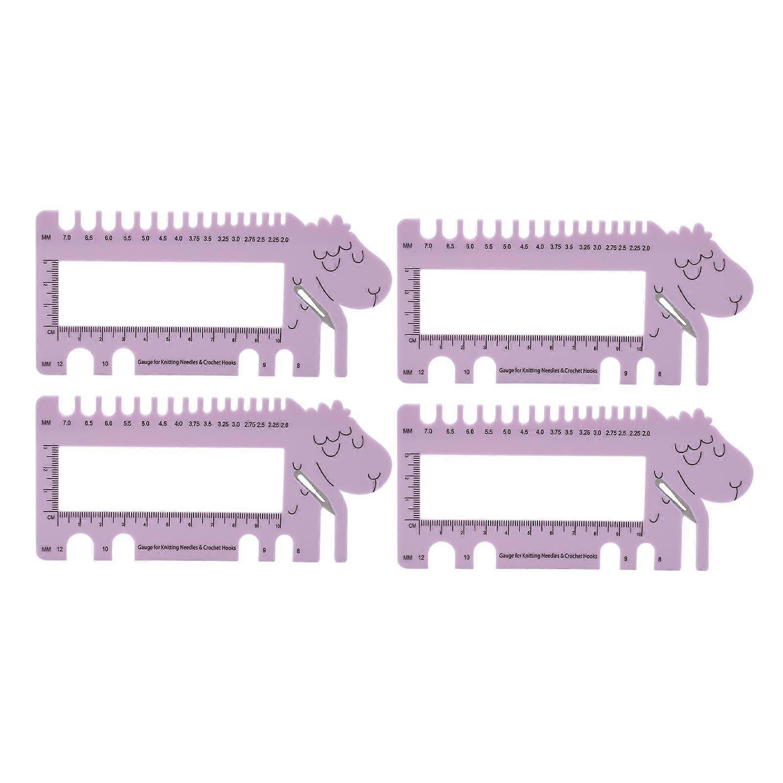4pcs Knitting Needle Gauge Multipurpose Cute Sheep Design High Accuracy Cochet Hook Ruler for Home Measurement