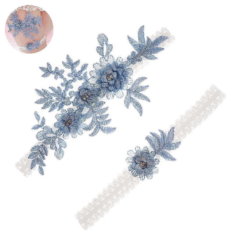 sunrain 2 pcs wedding garters set lace bridal garter stretchy floral garter compatible with bride