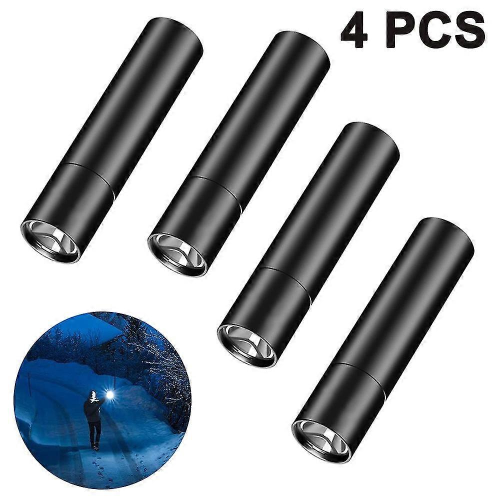 led flashlight 4 pack, super bright tactical flashlights, rechargeable (batteryusb cable included), 3 modes zoomable mini pen light, pocket torch for