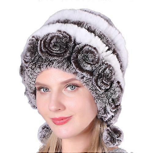 Women's Faux Rex Rabbit Fur Hat Knitted Hat Winter Warm