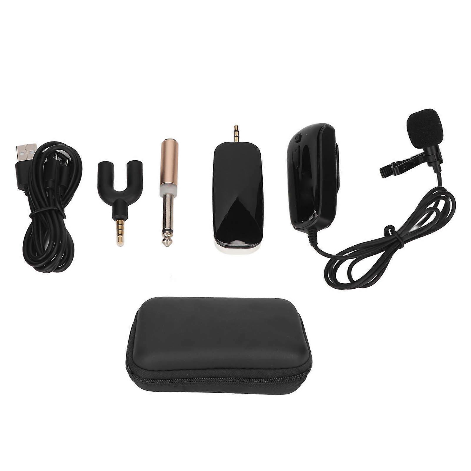 Wireless Lapel Microphone System Portable Rechargeable UHF Wireless Lavalier Lapel Microphone System for Phone Camera NO.2310