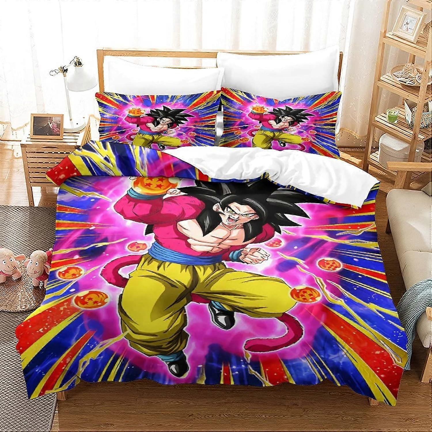 Goku Poszwa na kołdrę Części Anime Department Drukowana poszwa na kołdrę z zapięciem na zamek błyskawiczny Miękka poszewka na kołdrę z mikrofibry dla dziewcząt Chłopcy A 135 * 200 CM