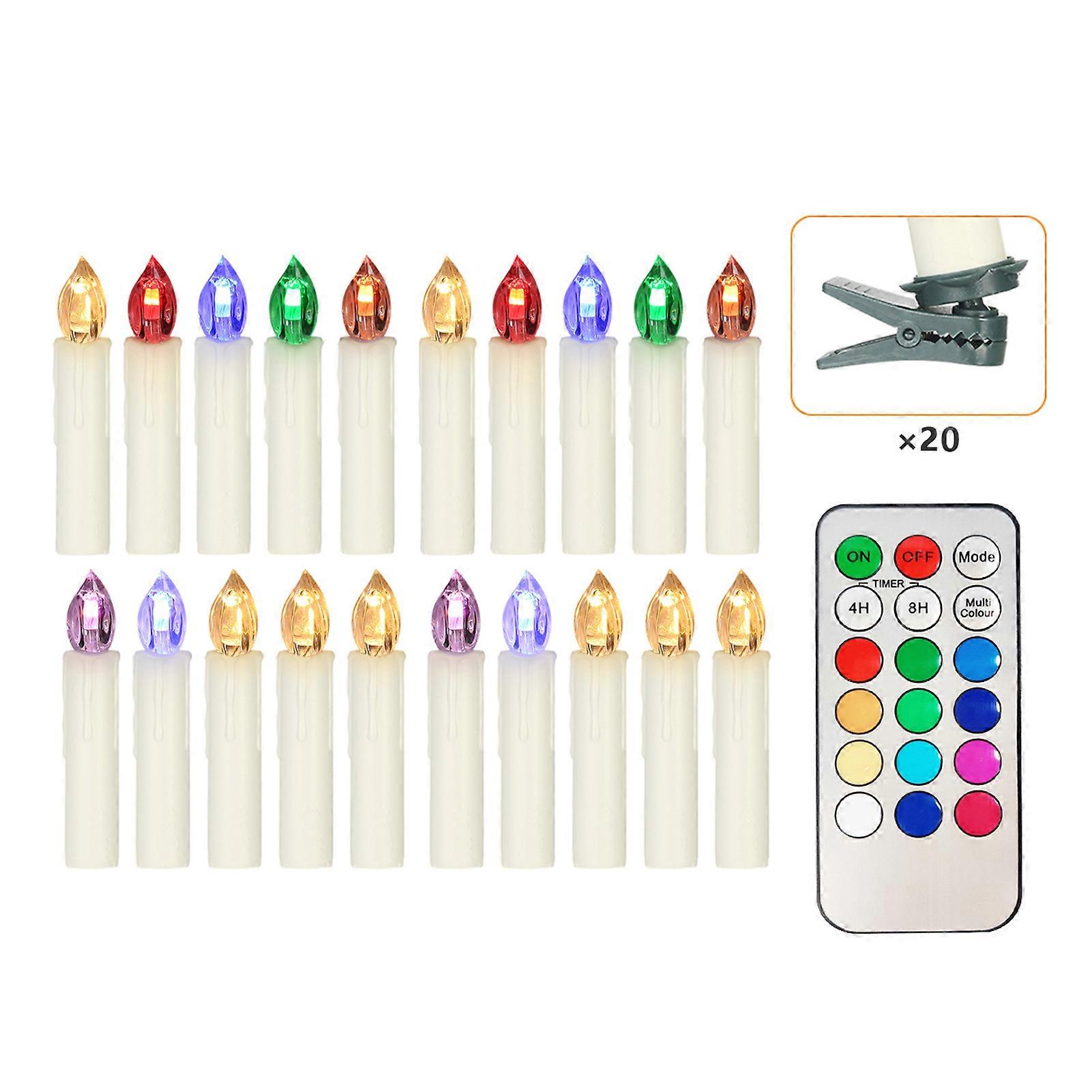 30 PCS Flameless Candles with Remote Control Realistic Color Changing LED Candles Battery Powered Christmas Tree Flickering Taper Candle Lights with C