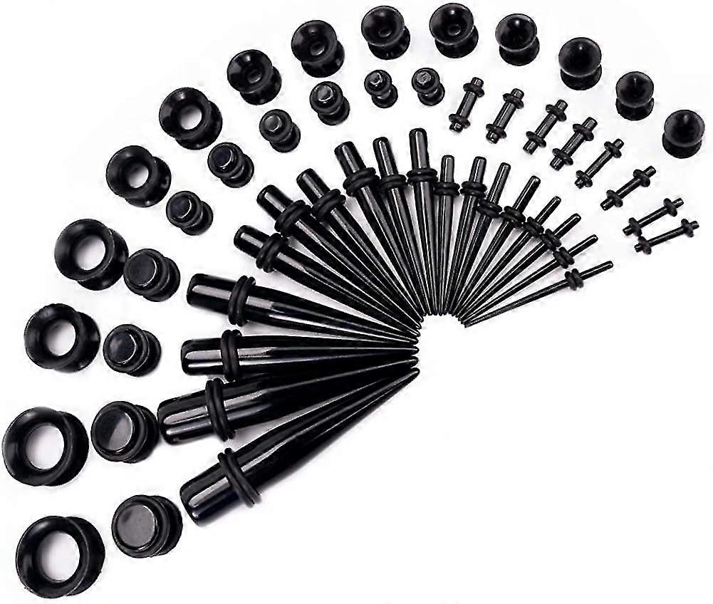 50 قطعة الأذن تفتق طقم الأذن مجموعة سدادات الأذن 14G-00G طقم تمتد أسود-إيفان