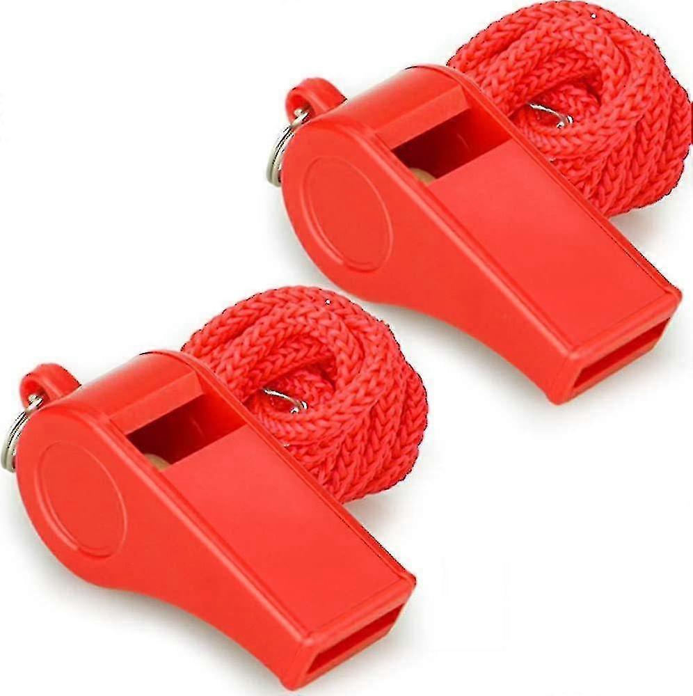 2 Packs Of Red Emergency Whistle With Lanyard And Clear And Loud Sound, Perfect For Backup, Self-def