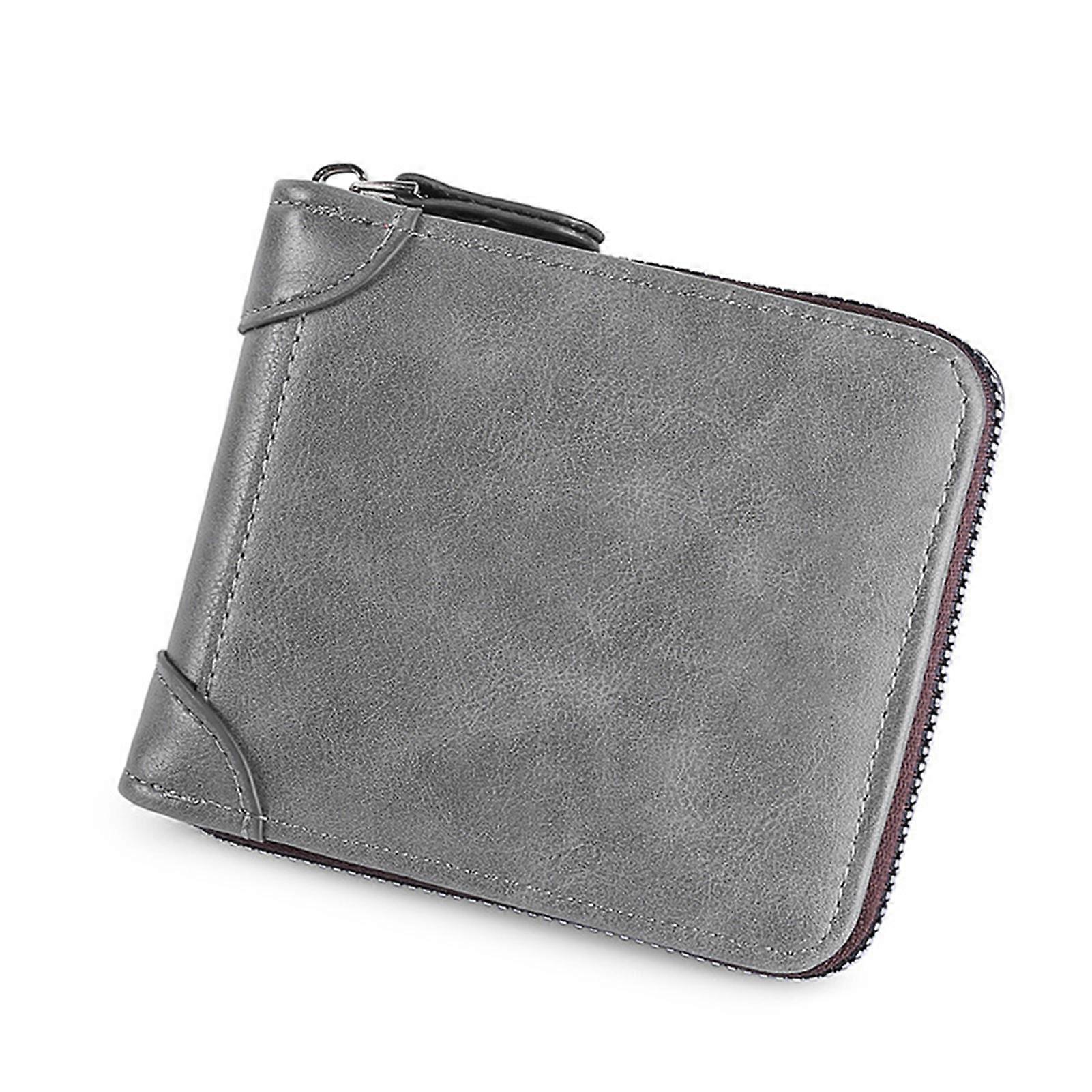 New Men\'s Wallet Retro Horizontal Multifunctional Card Case Multi-Card Tri-Fold Zipper Bag