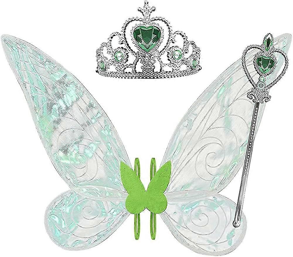 3pcs Fy Costume For Women Girl, Sparkle Wing For Favor With Wand