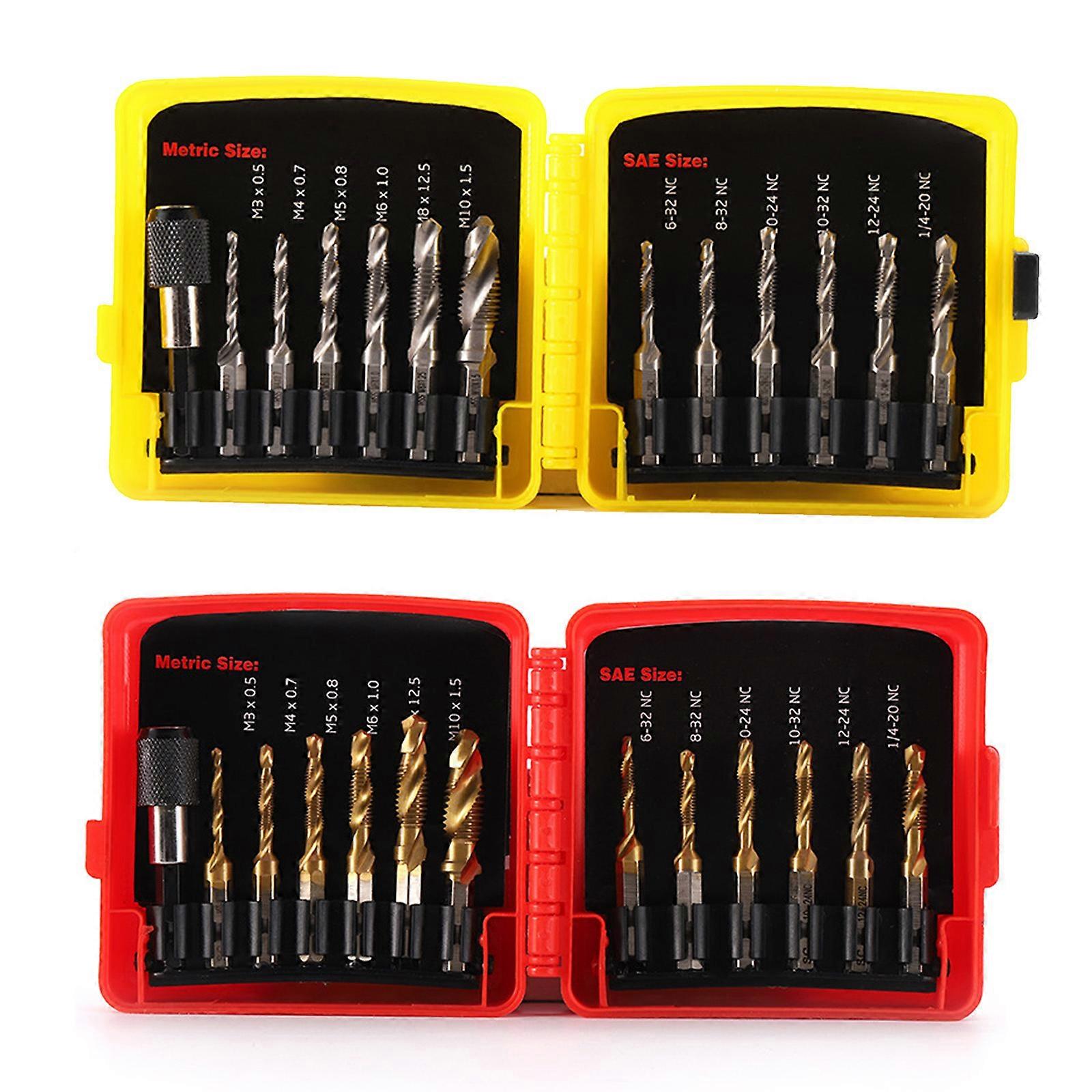 Titanium Combination Drill Tap Bit Set 13PCS SAE and Metric Tap Bits Kit forgWzB