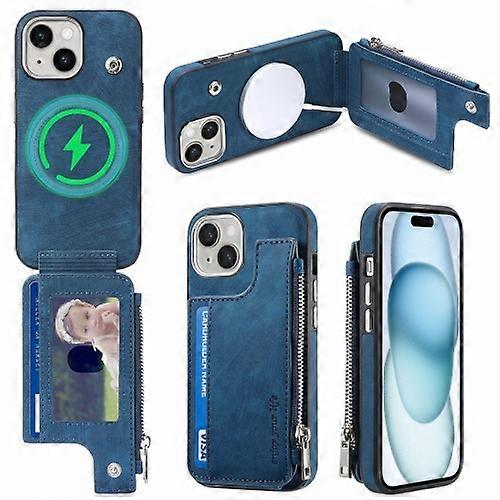 For iPhone 15 Magsafe Zipper RFID Wallet All-inclusive Shockrpoof Mobile Phone Case