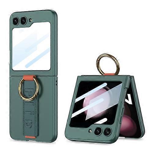 For Samsung Galaxy Z Flip5 GKK Integrated Ultrathin Shockproof Mobile Phone Case with Ring Wrist Strap