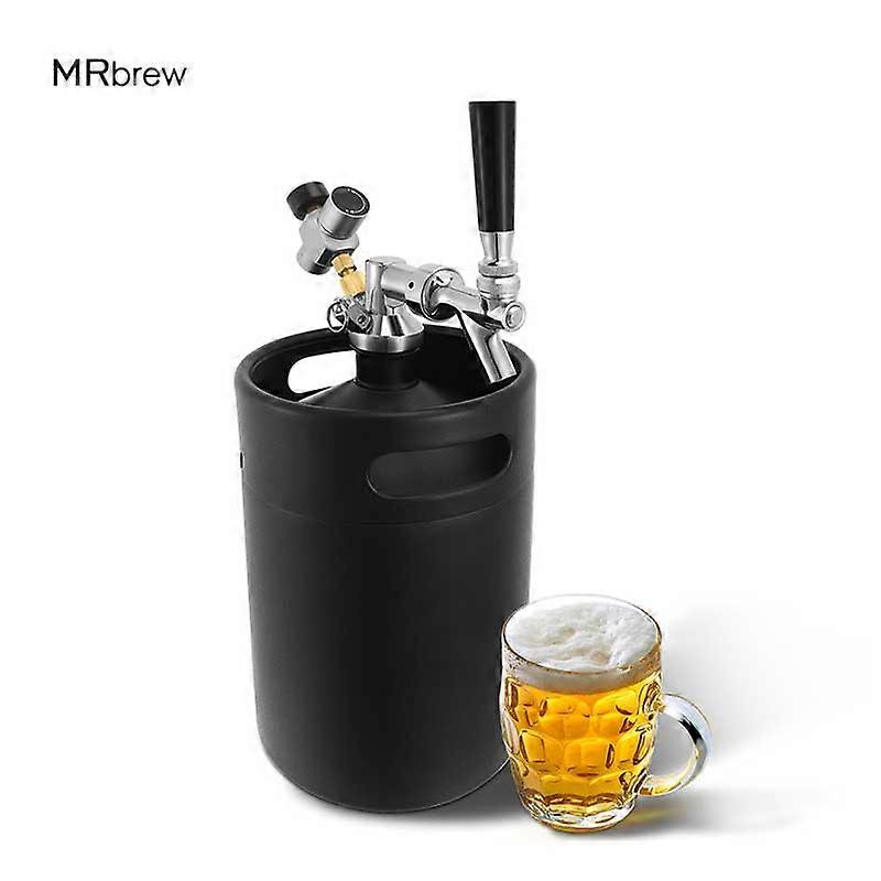 Mini fût de bière noir mat, growler en acier inoxydable avec robinet à bière et système de régulateur de CO2, distributeur de bière 5L pour la fête du bar homebrew