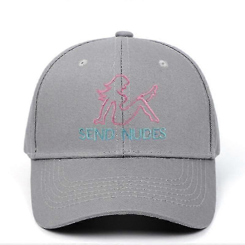 Adjustable Send Nudes Embroidered Baseball Capgray--