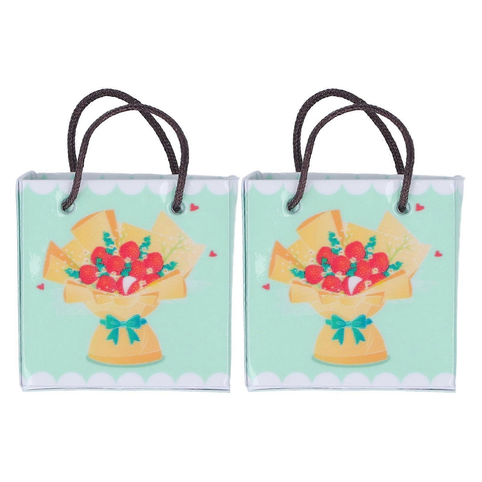 2pcs 1:12 Dollhouse Paper Bags Simulation Innovative Dollhouse Paper Shopping Bags for Dollhouse Collection G