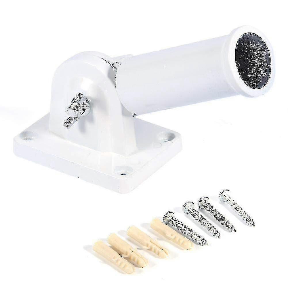 Flag Pole Holder White Metal Wall Mount Adjustable Holder Bracket A