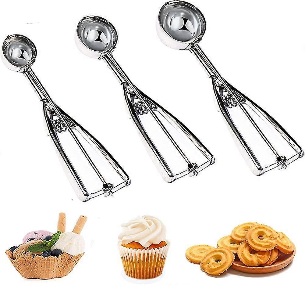 Cookie Ice Cream Scoop,for Baking Set Of 3,stainless Steel Tablespoon With Large