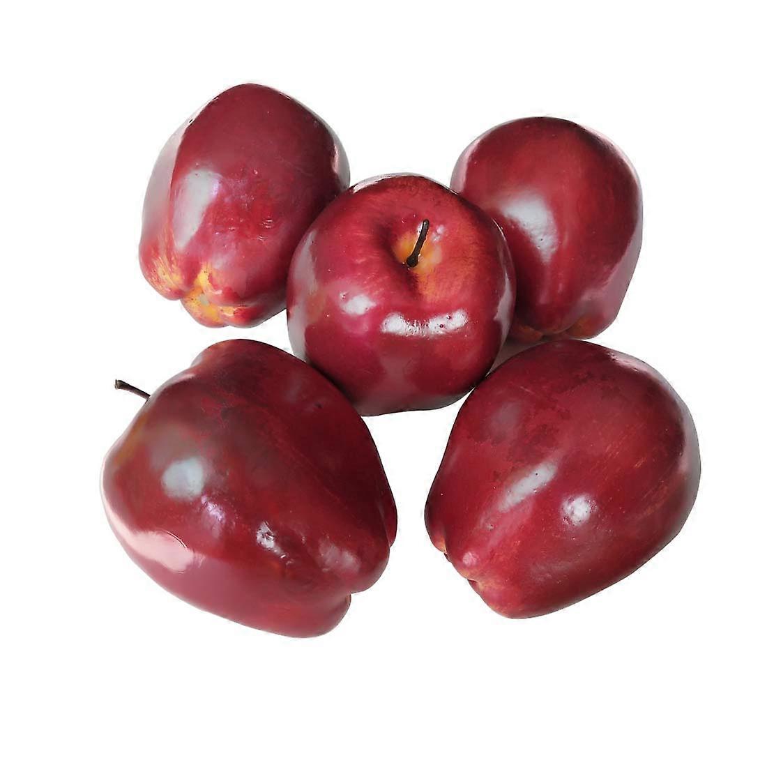 5PCS Artificial Apples Fake Fruits Red Delicious Apples For Decoration, Decorative Fruit, Faux Big Red Apples