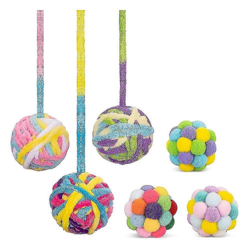 Cat Toys Ball, Woolen Yarn Balls With Bell And Cat Fuzzy Balls