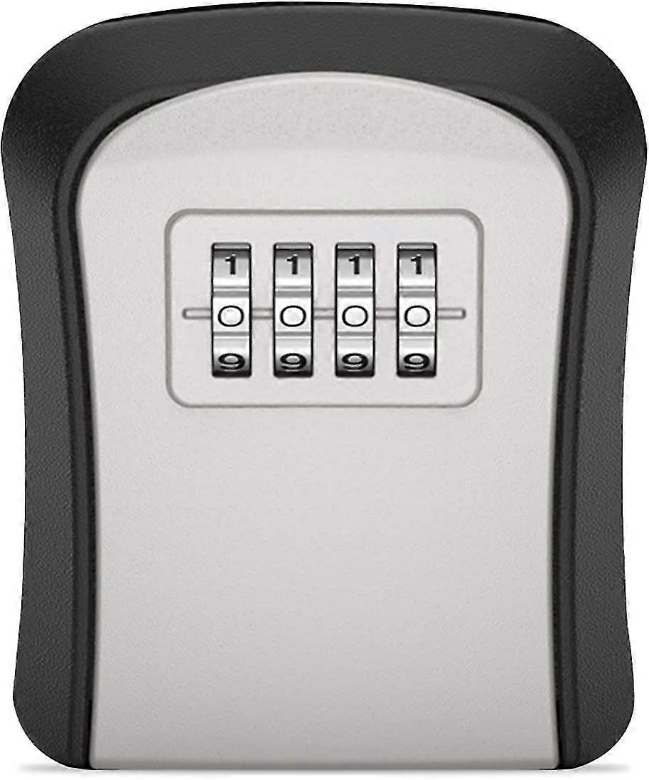 safe box 4 digit code lock-storage key box outdoor wall mounted security password key box 4 combination code key storage lock box(grey)