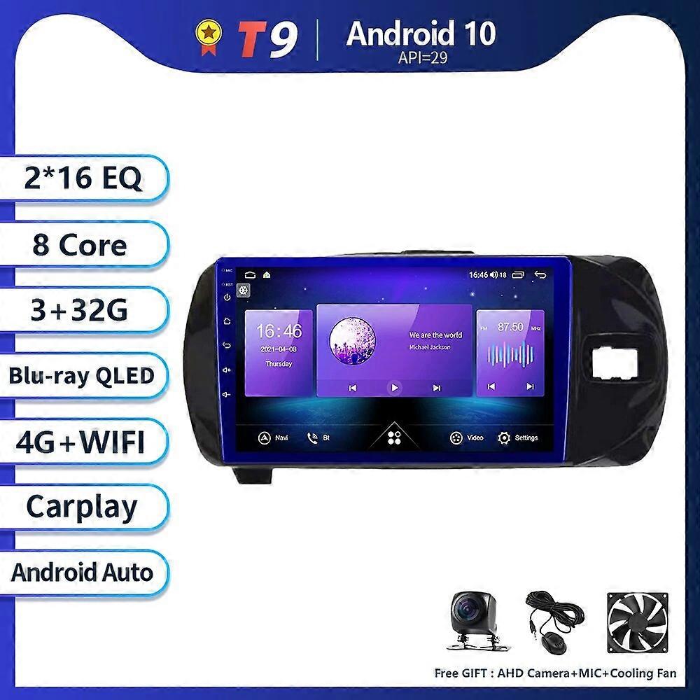 T8 8G 256G For Toyota Vitz 3 III XP130 2014 - 2019 RHD Car Radio Multimedia System Navigation GPS Android Auto No 2 Din DVD