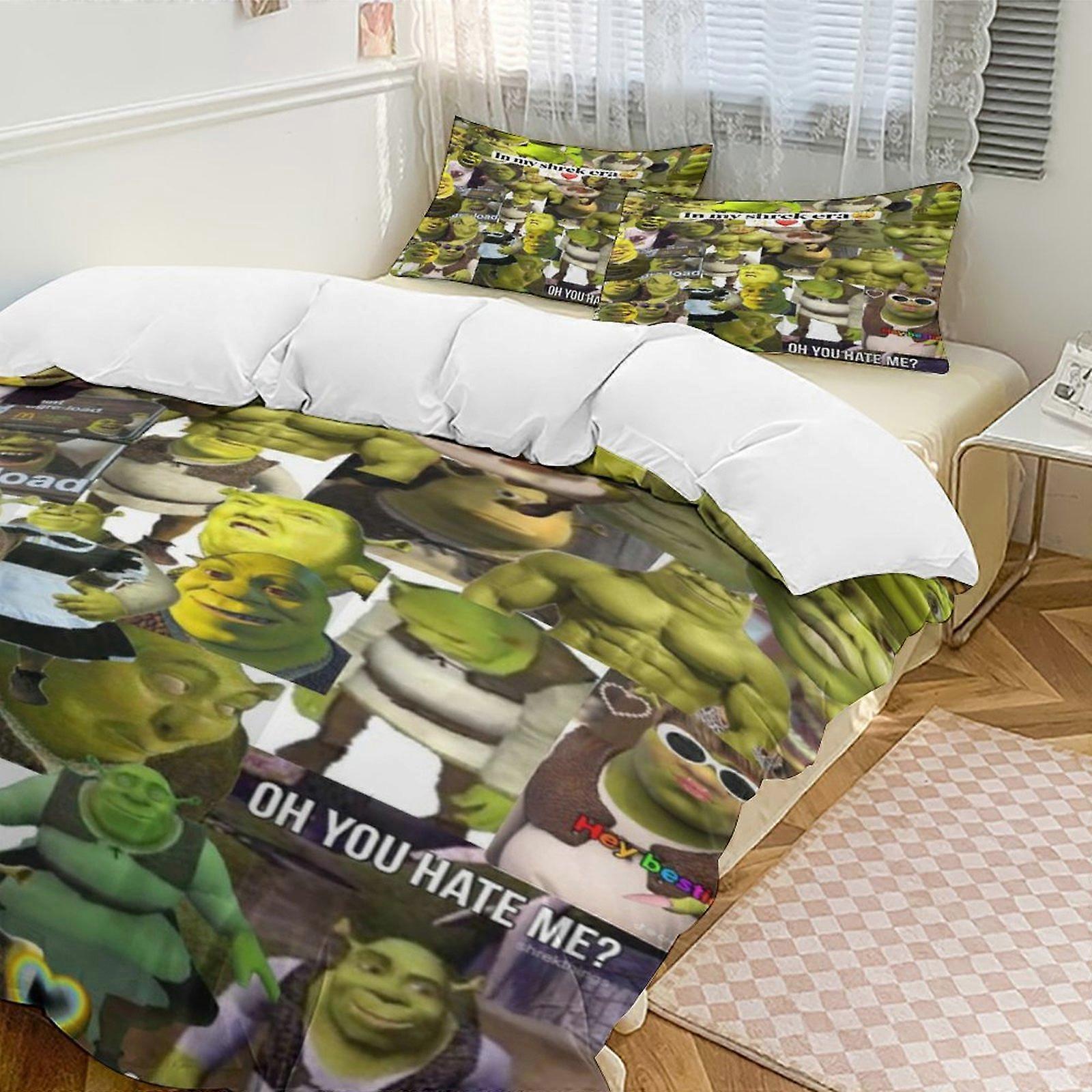 a2323 Lakan Shrek sängkläder set påslakan set med tecknad tema barnrum lakan iip2323