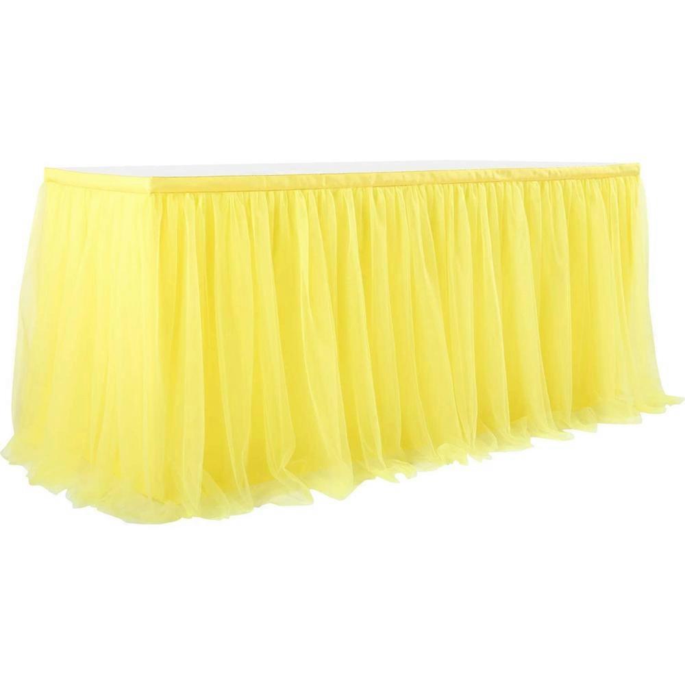 Tulle Table Skirt for Rectangle or Round Tables - White Ruffle Table Cloth for Banquet Table Decorations