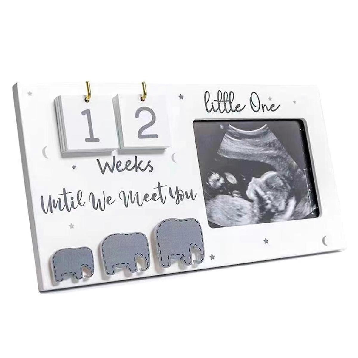 Sonogram Picture Frames, Ultrasound Photo Frames with Countdown Weeks, Elephant Nursery Decor for B