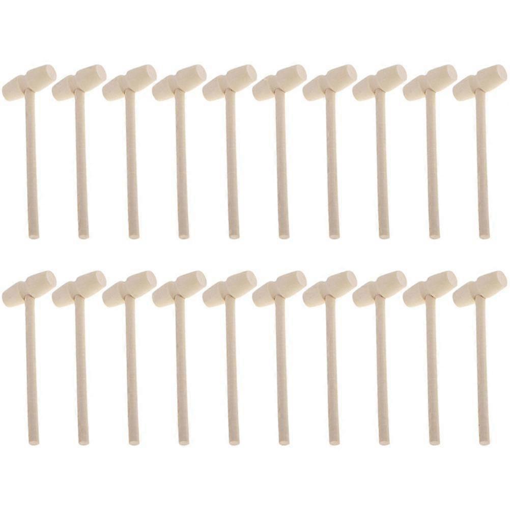20pcs Solid Wood Mini Hammers Hitting Hammer Toys Creative Educational Toy (Oval)