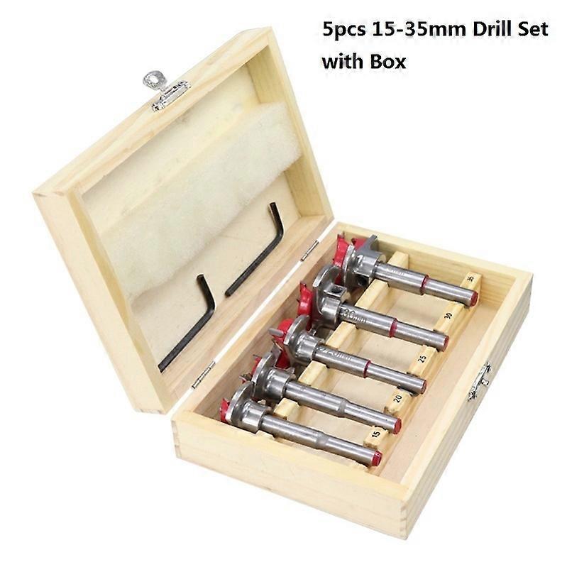 XCAN 1 Set Adjustable Wood Hole Cutter 15/20/25/30/35mm Carpenter Forstner Drill Bit Set Carbide Tip