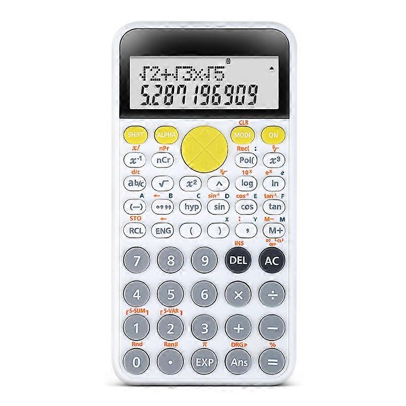 White Scientific Calculator, Slim and Portable, Two Line Display, Multifunctional Calculation, Suitable for Students or Offices