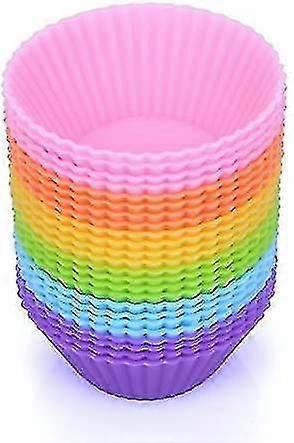 Mini Muffin Pan - Reusable Silicone Cupcake Molds 24 PCS - Small Baking Cups Truffle Cake Pan Set Nonstick In 6 Colors