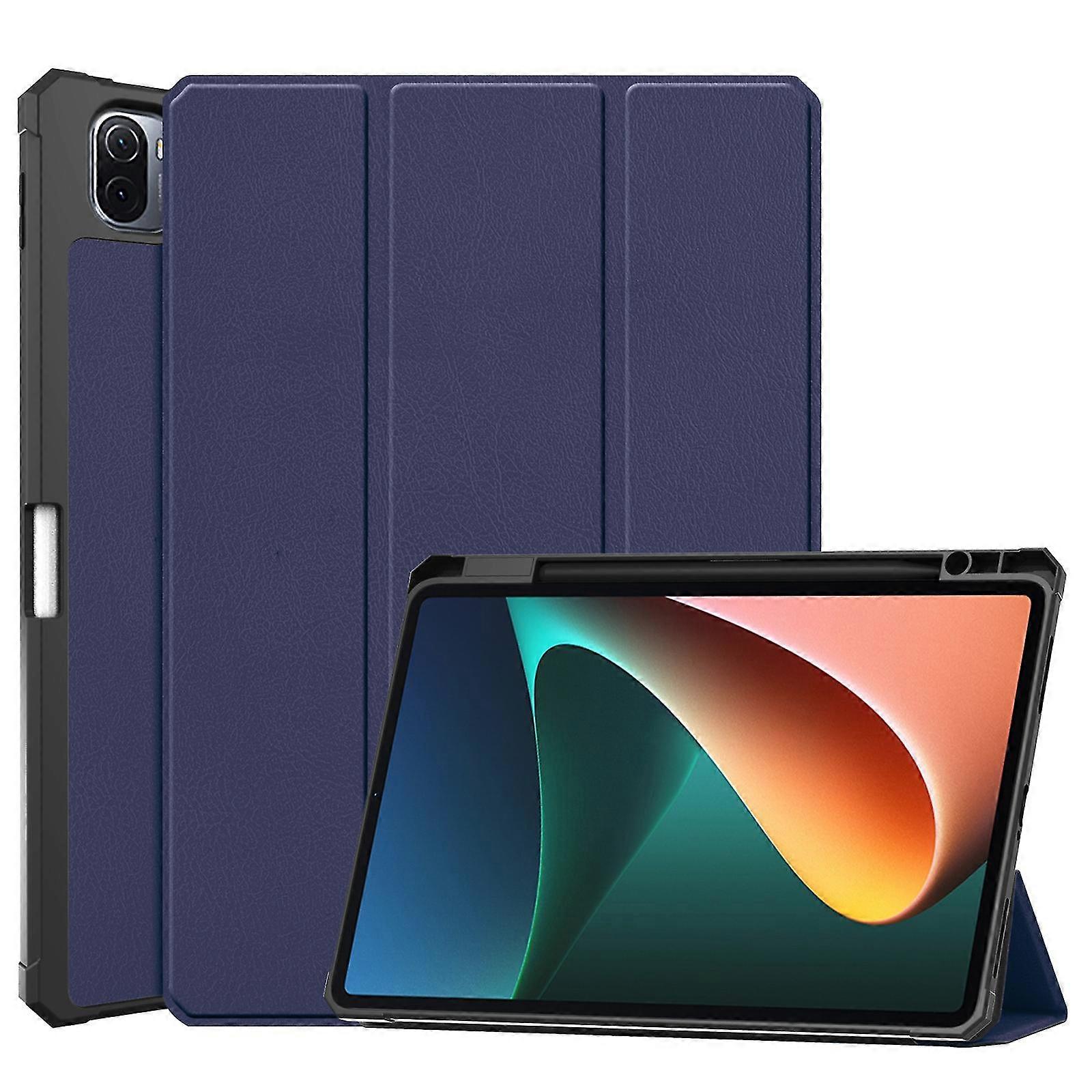 Custer Texture Leather Case For Xiaomi Pad 5 / 5 Pro,Blue PXCL