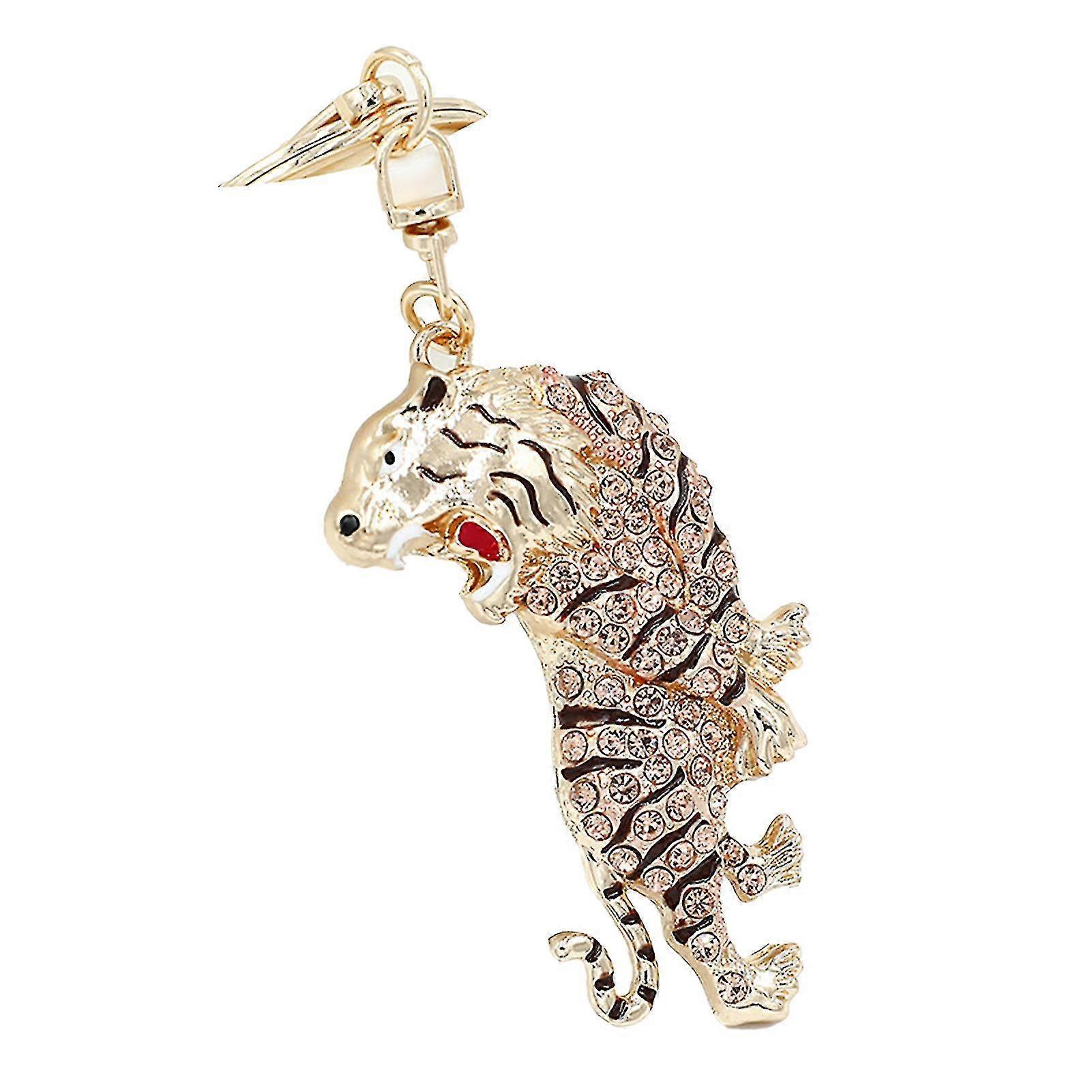 Portable Key Ring Fine Workmanship Alloy Tiger Rhinestone Keyring Keychain For Friends