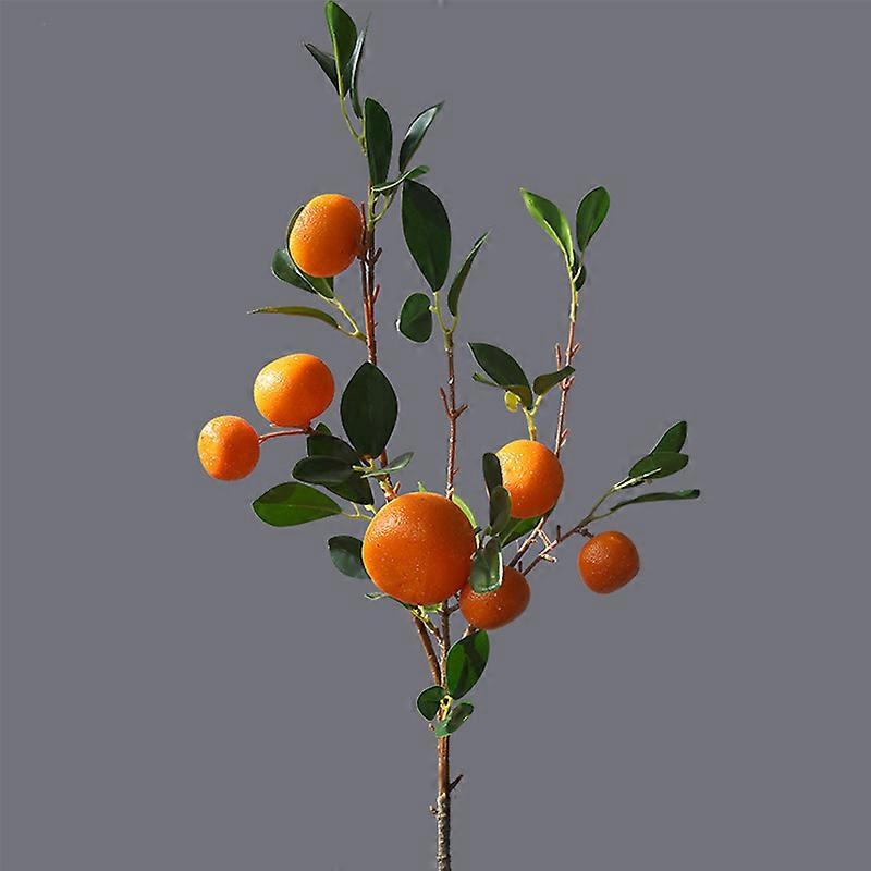 Høstfrukt Kunstig Oransje Gren Med Blader Falsk Kumquat Hjem Stue Juledekorasjon Kunstig Blomst