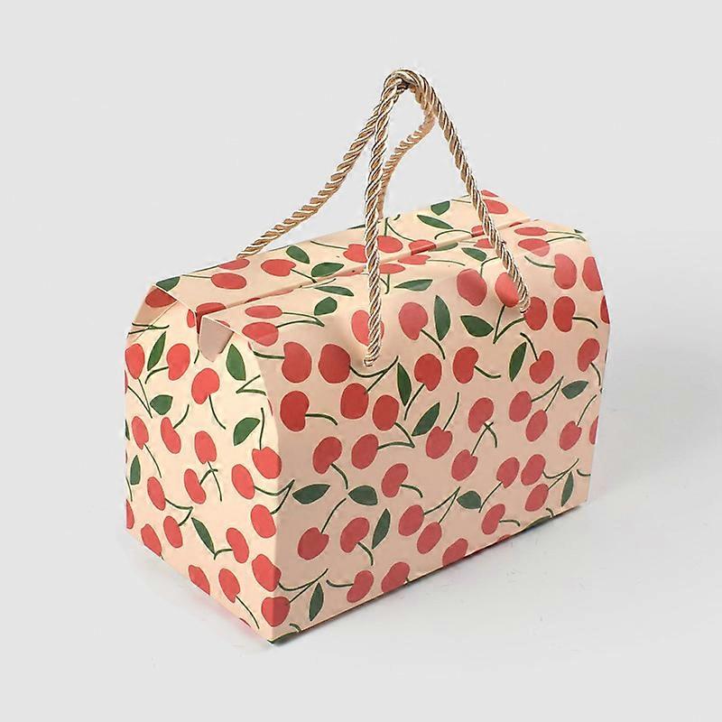 10 PCS Portable Gift Box Rectangular Cherry Geometric Printed Paper Box Can Hold Candy Cookies Gift Box