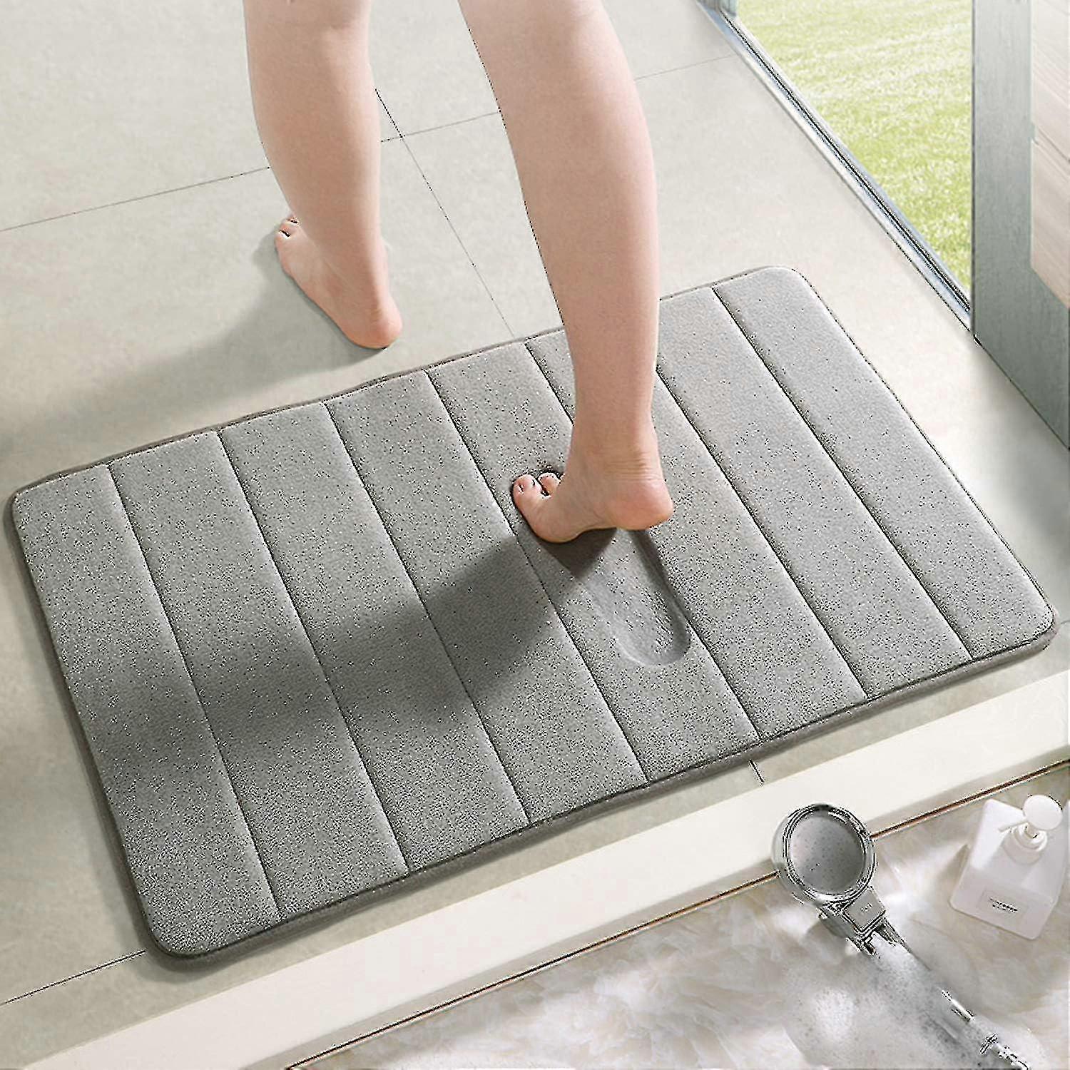 Memory-Schaum-Badezimmerteppich, rutschfeste Badematte, weicher, saugfähiger Badezimmerteppich, maschinenwaschbarer großer dicker Badewannenläufer für Badewannendusche Badezimmer-WC-