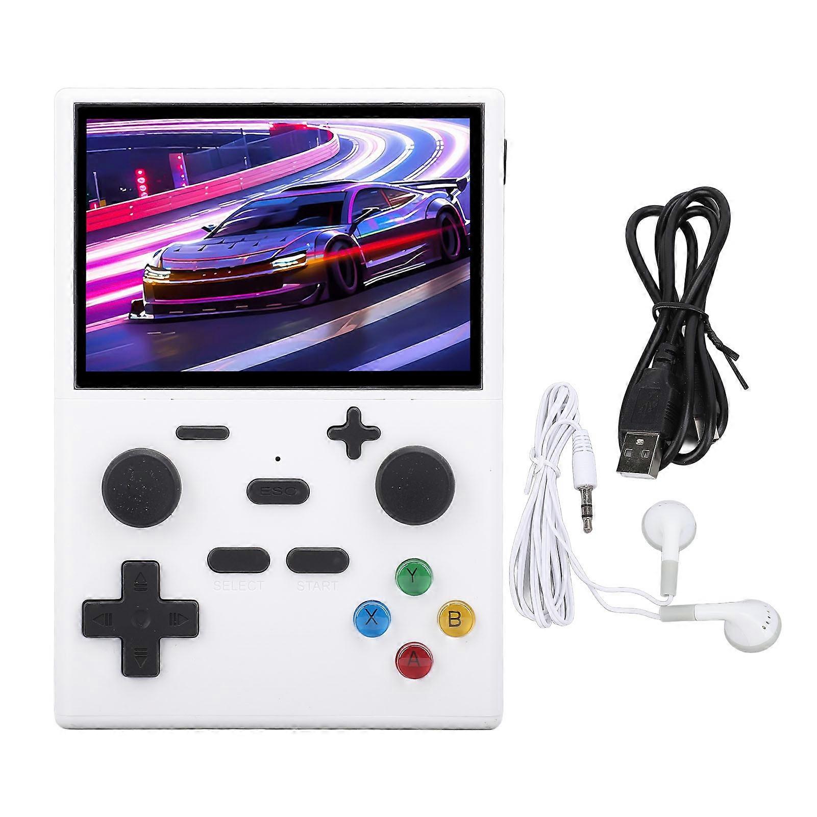 Handheld Retro Game Console 3.5 Inch IPS Screen Portable Linux System, HD Multimedia Interface Output, Classic Pocket Video Game Player White
