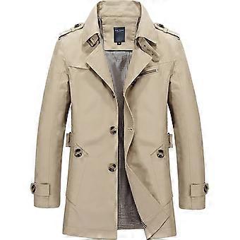 Men Fashion English Style Jacket Coat Spring Man Casual Fit Wild Overcoat Jacket Solid Color Trench Coat Male Khaki