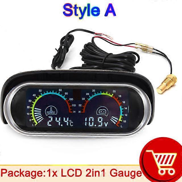 universal 2 in 1 LCD Car Digital Water Temp Gauge Voltmeter auto motorcycle water temperature sensor 10mm 12V 24V Volt meter