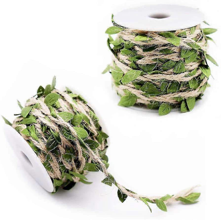 2 Roll Artificial Vine Leaves Ribbon Trim Fake Foliage Leaf Plant Garland Rustic