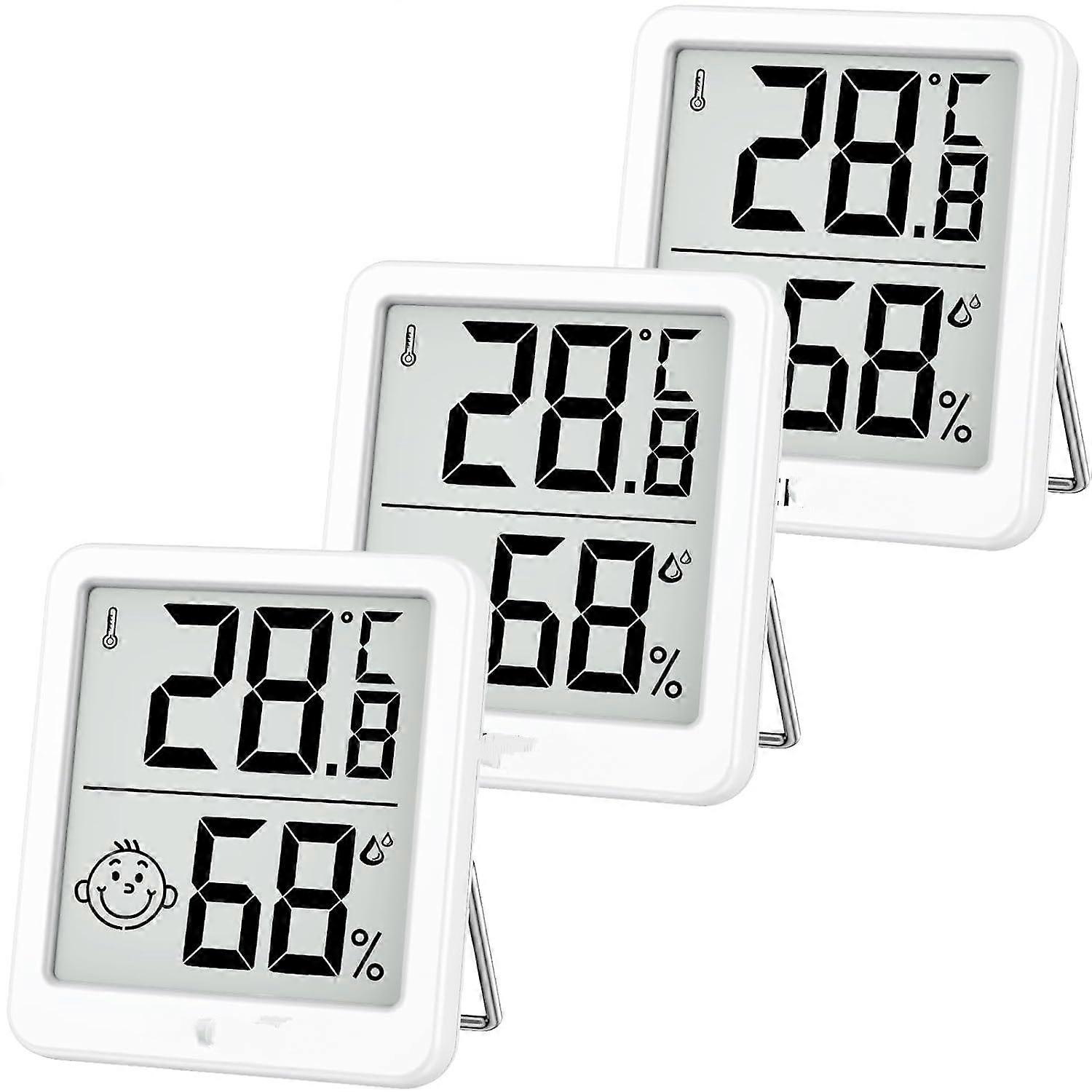 Thermometer Hygrometer Indoor Digital Mini LCD Thermometer Indoor 3 Pieces and Humidity Meter Room Thermometer Indoor with Smiley Indicator for Baby R