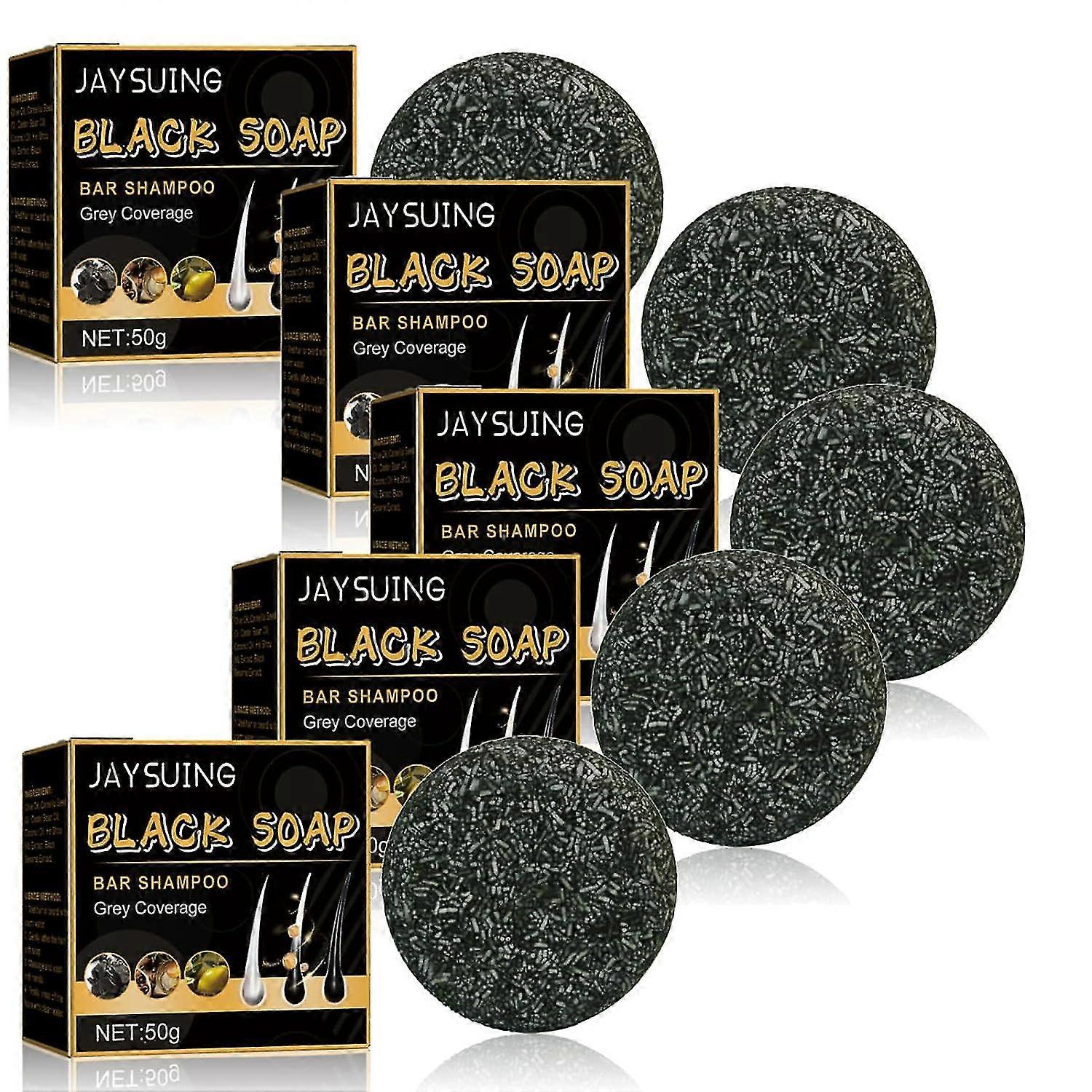 Jaysuing Black Soap For Hair, Black Soap Bar, Gray Coverage Bar Shampoo, Black Hair Soap Bar For Men & Women (1 Pcs)