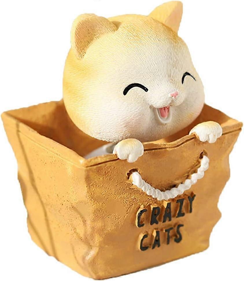 Mini Miniature Resin Decorations for Desk Car Dashboard Cat Toy Swinging Head Desktop Decoration